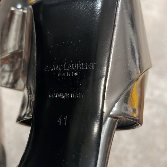 Saint Laurent Jodie Platform Sandals in Metallic Silver, Size 41 NEW +2 DustBags - Picture 12 of 16